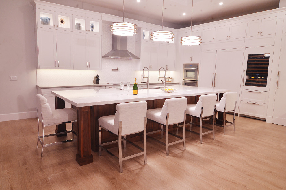 Example of a transitional kitchen design in Miami