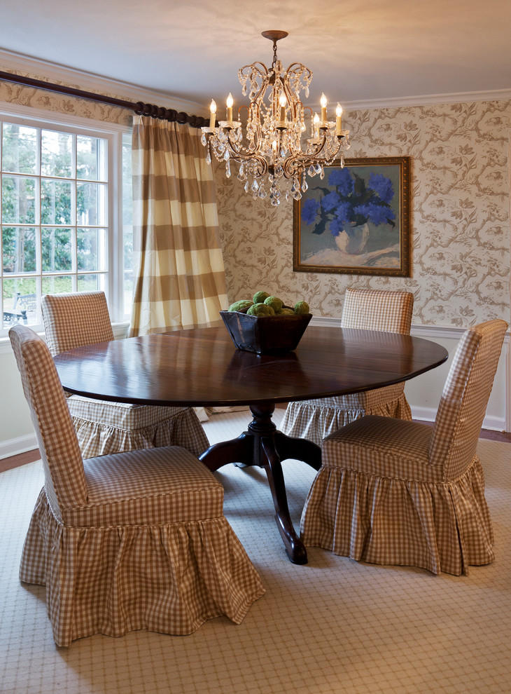 Design ideas for a mid-sized traditional dining room in New York with beige walls.