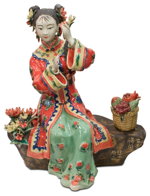 Chinese Shi Wan Porcelain Lady Figurine Asian Decorative Objects And Figurines By China Furniture And Arts Houzz