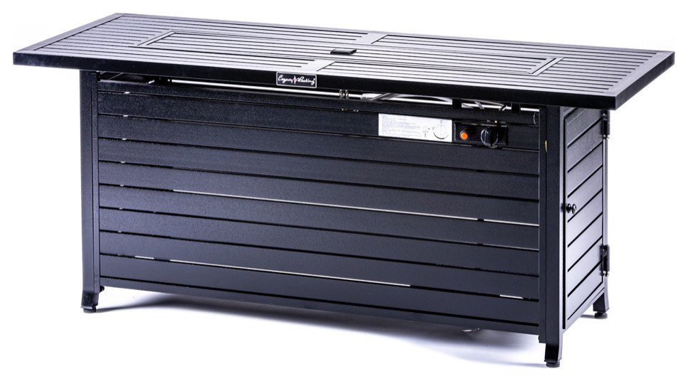 Legacy Heating Aluminum Rectangular Fire Pit Table, Hammered Black