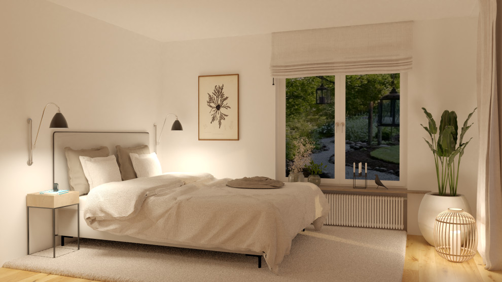 Свежая идея для дизайна: спальня среднего размера в скандинавском стиле - отличное фото интерьера