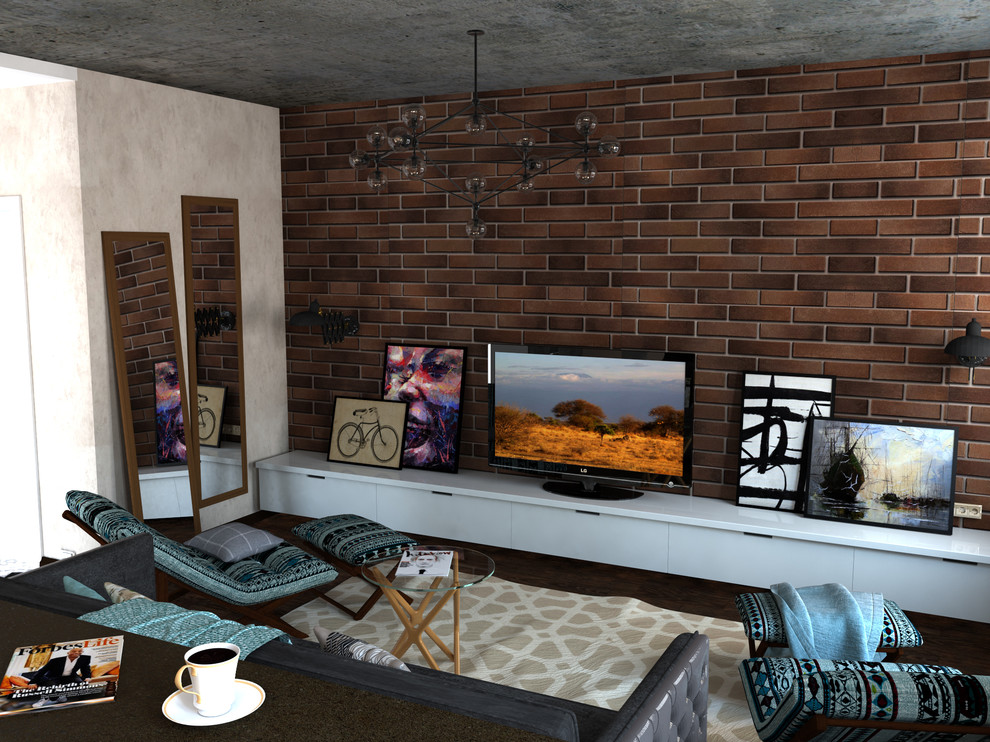 Мужской интерьер квартиры-студии. Лофт