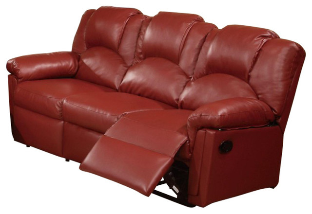 Sumptuous Hardwood, Metal & Bonded Leather Recliner Sofa, Burgundy ...