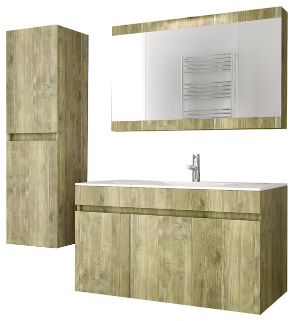 Wall Gold Oak Bathroom Vanity Cabinet Set Single Sink 36 Mirror And
