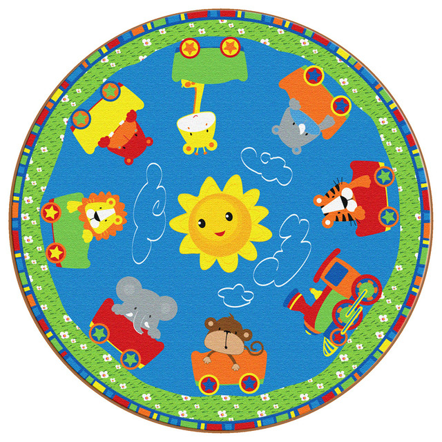 Cutie Train Nursery School Rug Rug Contemporary Kids Rugs by