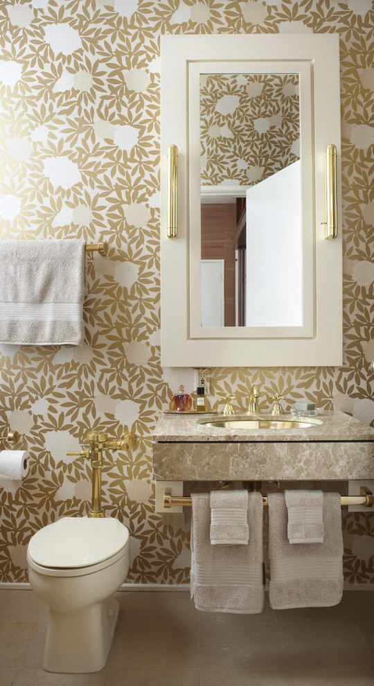 Photo of a transitional powder room in Chicago.