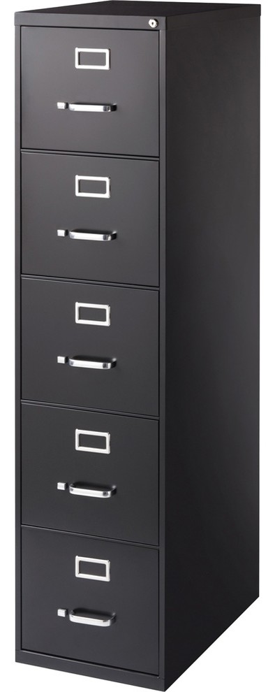Lorell Commercial Grade Vertical File Cabinet, 15"x26.5"x61", Black
