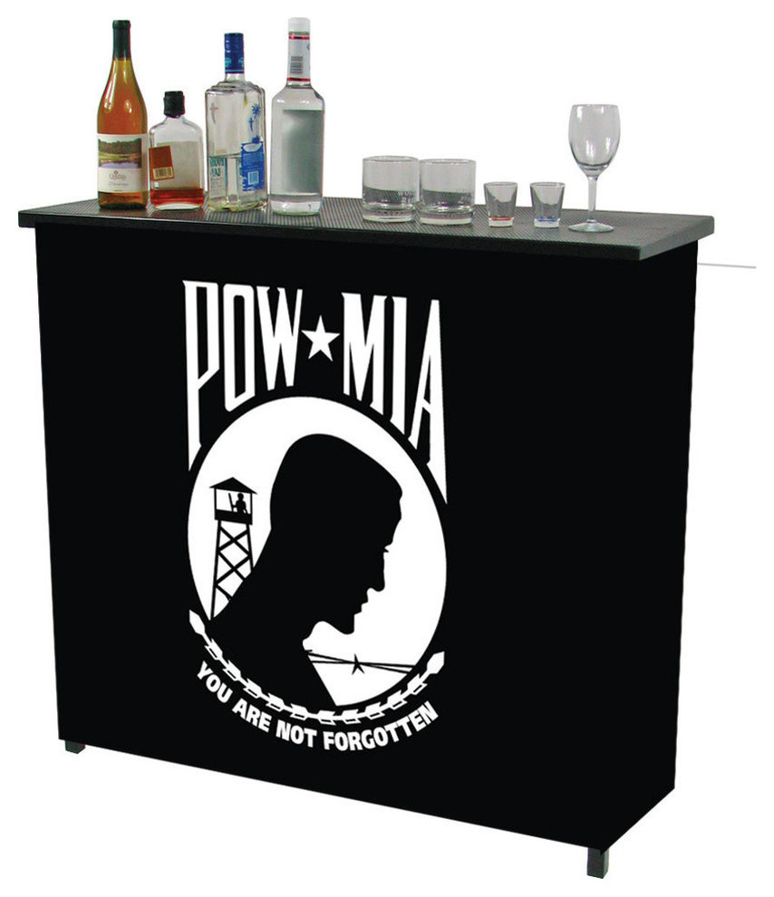 POW Metal 2 Shelf Portable Bar Table w/ Carrying Case