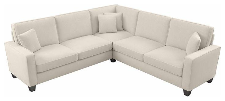 Stockton 98W L Shaped Sectional Couch in Cream Herringbone Fabric