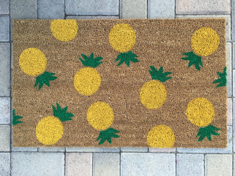Hand Painted "Pineapple" Doormat Tropical Doormats by Nickel