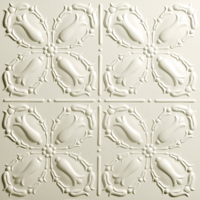 24 X24 Orleans White Ceiling Tiles Set Of 5 Contemporary