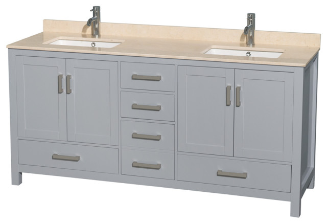 Wyndham WCS141472DGYIVUNSMXX 72 inch Vanity in Gray with Ivory Marble ...