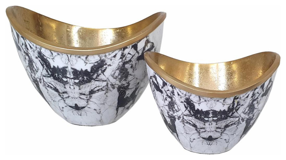 Oval Decorative Bowl, Black Contemporary Decorative Bowls by