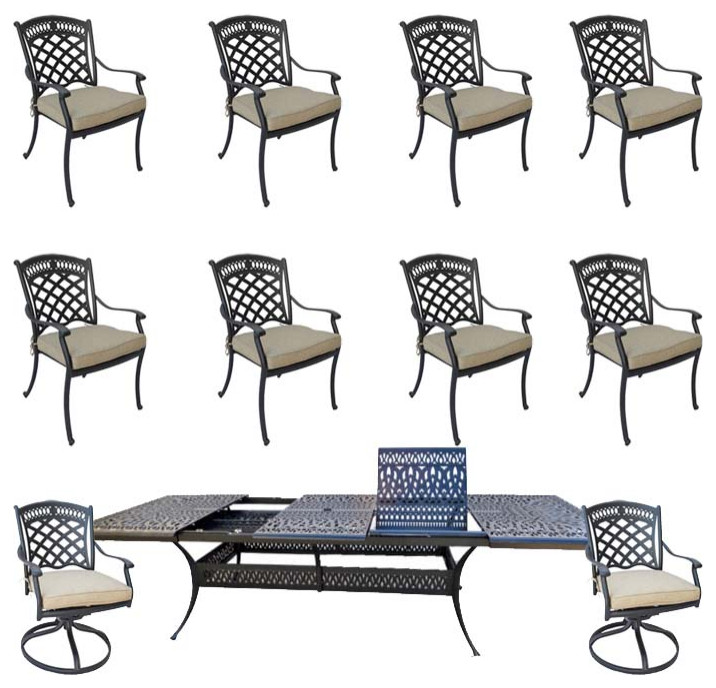 11 piece cast aluminum dining set