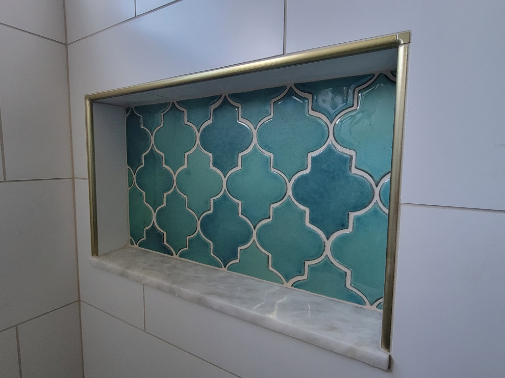 Small Bathroom Remodel with Aqua Tiles