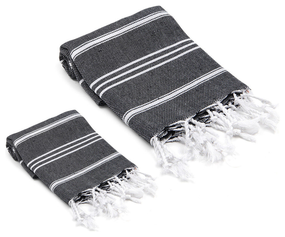 Bodrum Turkish Towel Set, Black
