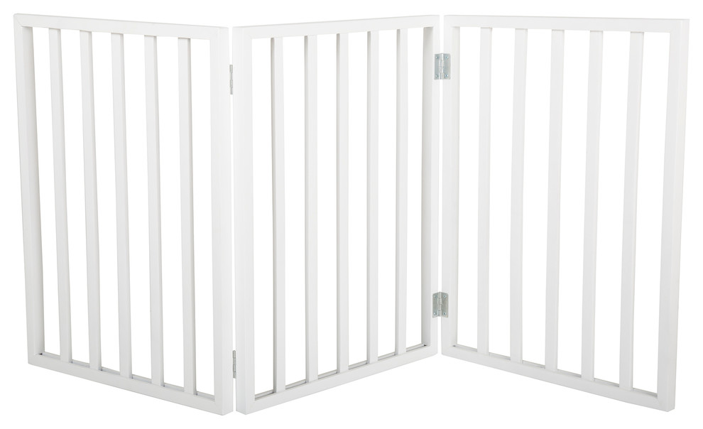 Petmaker Freestanding Wooden Pet Gate, White Contemporary Dog Gates