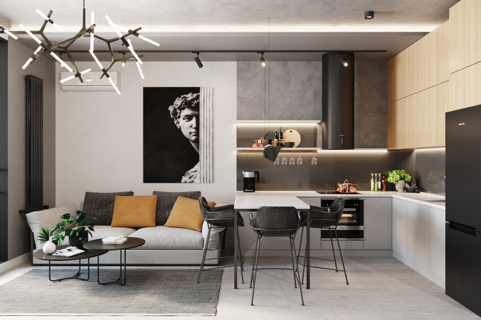 Квартира для холостяка с одной спальней и кухней-гостиной