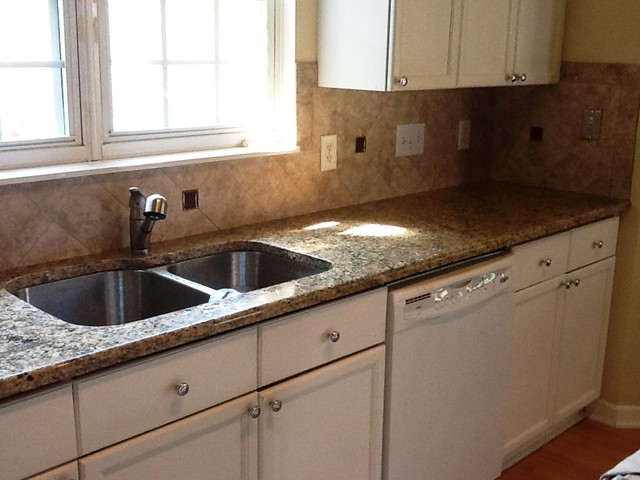 8 20 12 New Venetian Gold Granite With White Cabinets