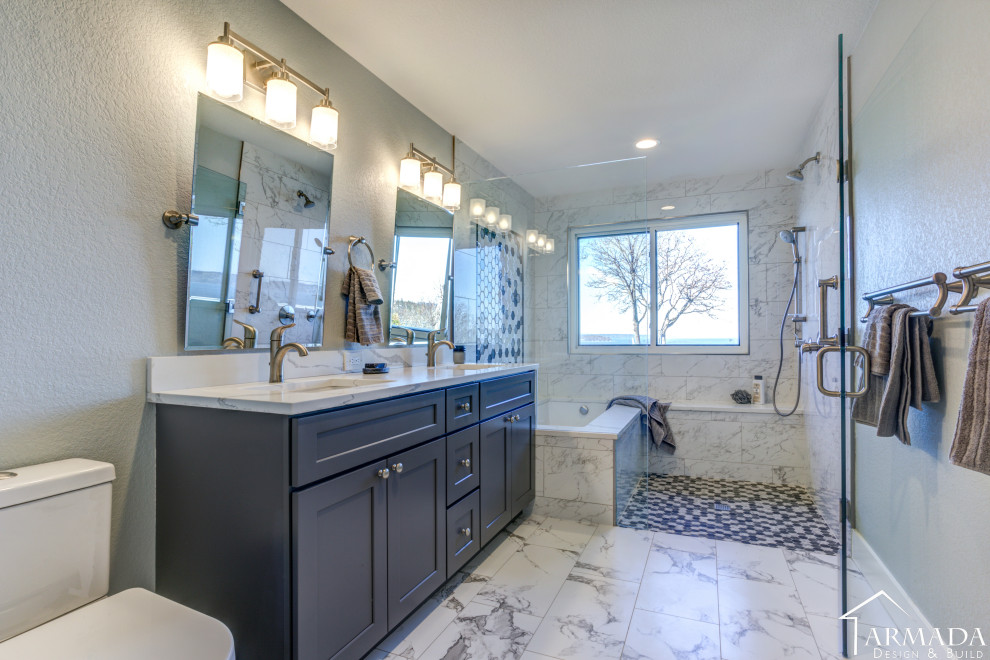 This is an example of a transitional bathroom.