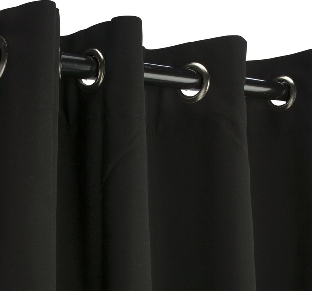 Sunbrella Outdoor Curtain With Grommets, Black