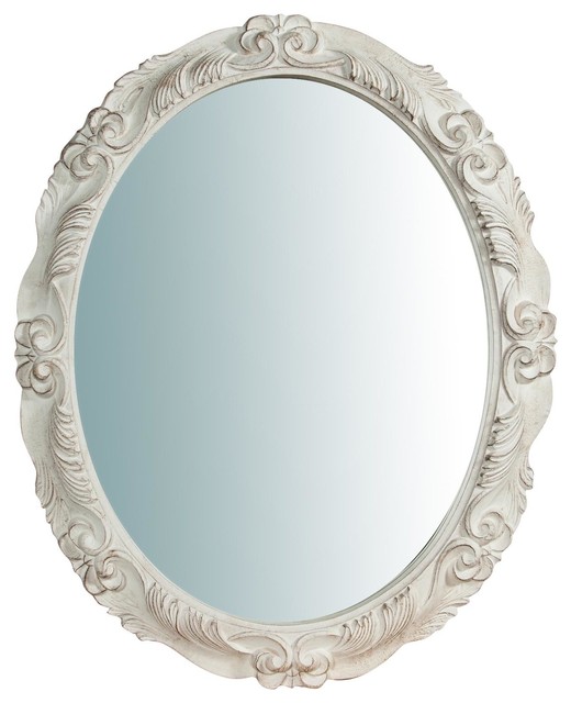 Foliage Antique white Oval Wall Mirror, 78x98 cm