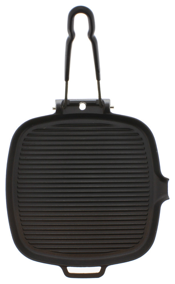 Chasseur 9" Square French Cast Iron Grill With Folding Handle