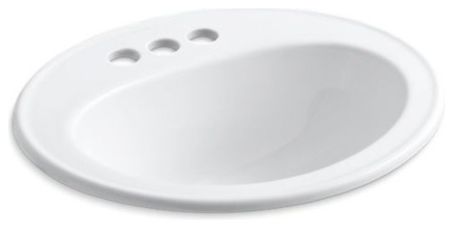 Kohler Pennington Drop-In Bathroom Sink with Centerset Faucet Holes, White