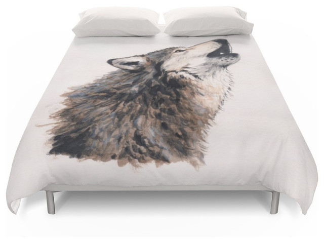 Gray Wolf Duvet Cover Rustic Duvet Covers And Duvet Sets By