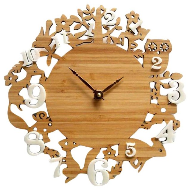 Cute Animal Living Room Decor Modern Wall Clocks Wood 12 Cute Animal Living Room Decor Modern Wall Clocks Wood 12 Contemporary By Blancho Bedding