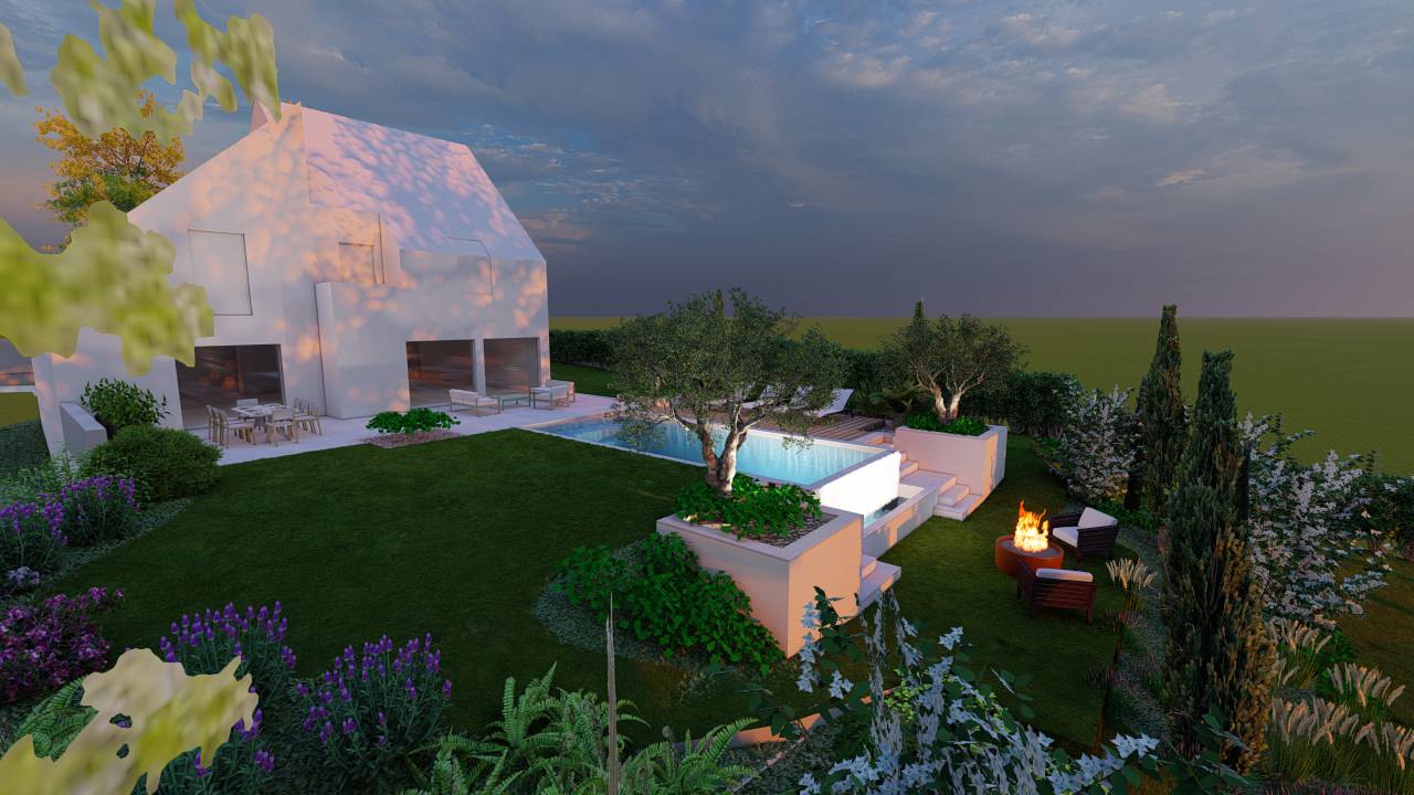 Création d'un grand jardin avec piscine
