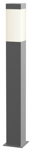 Inside Out Square Column LED Bollard, Textured Gray, 28"