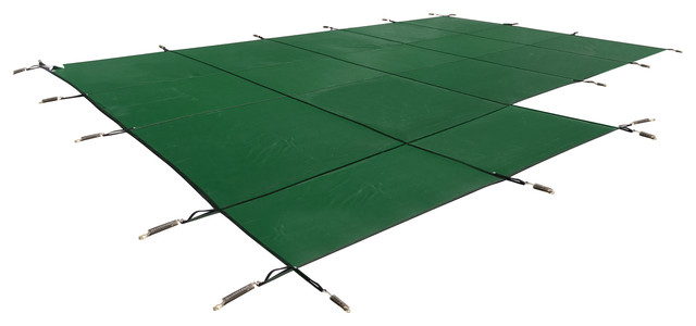 Water Warden Green Mesh Safety Pool Cover, Left Side Step, 18' X 36', Left Side