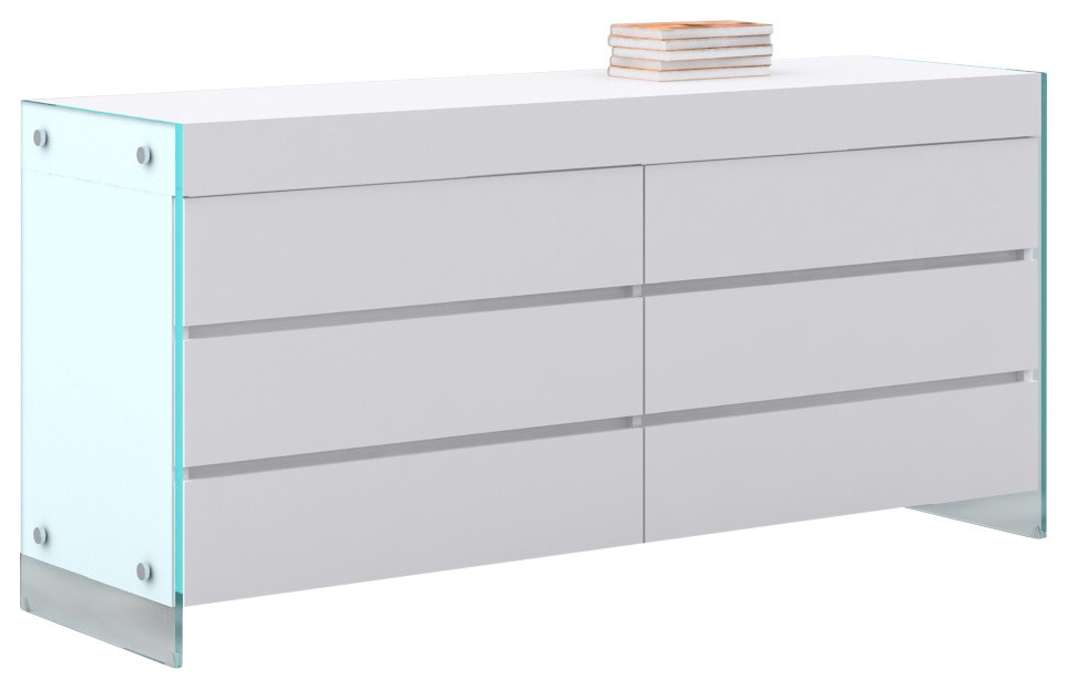 Casabianca Home Il Vetro High Gloss White Lacquer Dresser Modern