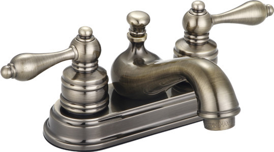 Banner Lavatory 2 Lever Faucet With Solid Brass Pop-Up, Antique Brass