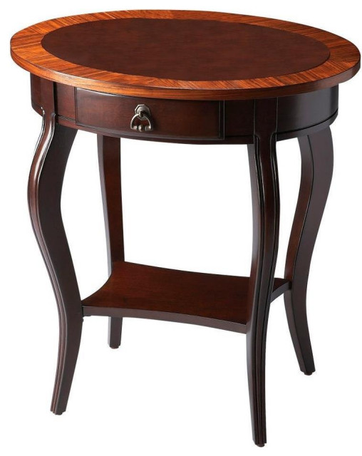 Side Table Cherry Nouveau Antique Brass Distressed Rubberwood Walnut