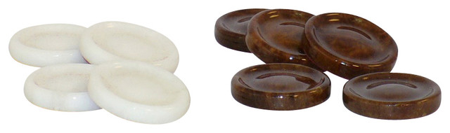 World Wise Imports Brown and White Alabaster Checkers