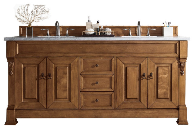 72 Inch Country Oak Bathroom Vanity, Double Sink, Choice of Top ...