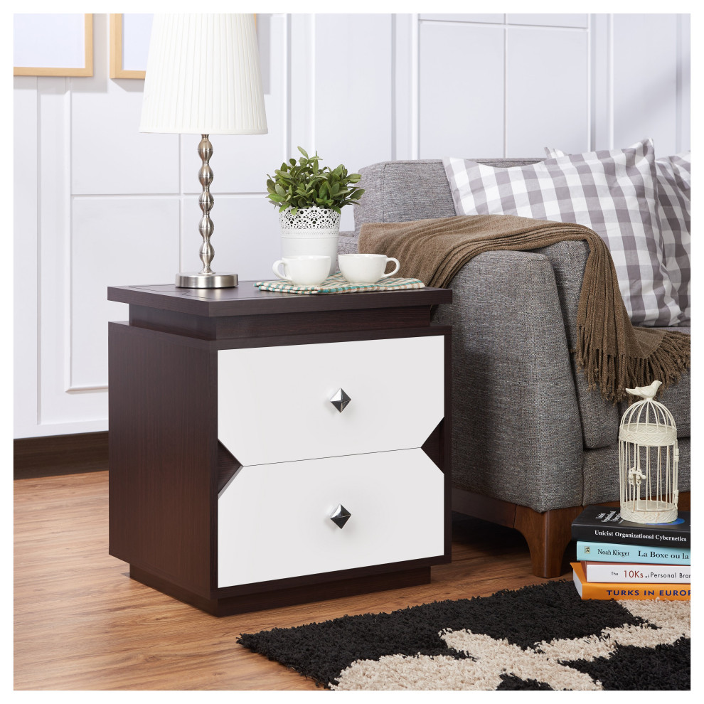 Nouvel Contemporary Twotone Storage End Table Transitional Side