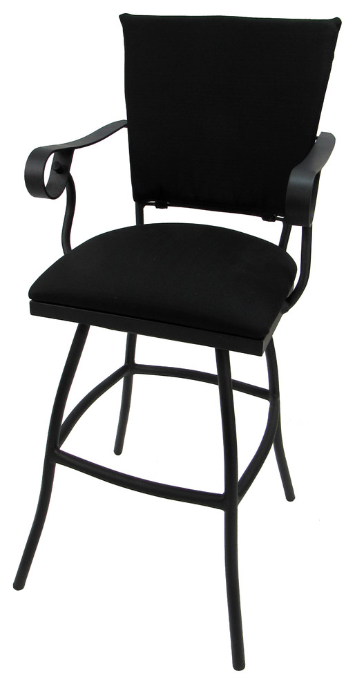 Outdoor Patio Extra Tall Spectator Swivel Bar Stool, Padded Back Jenna, 35" Traditional