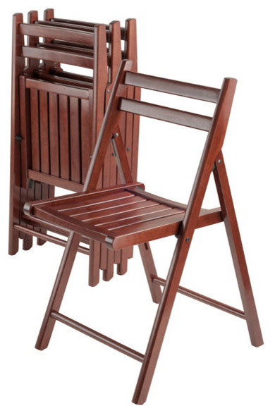 Winsome Wood Transitional Walnut Solid Wood 4 Piece Folding Chair