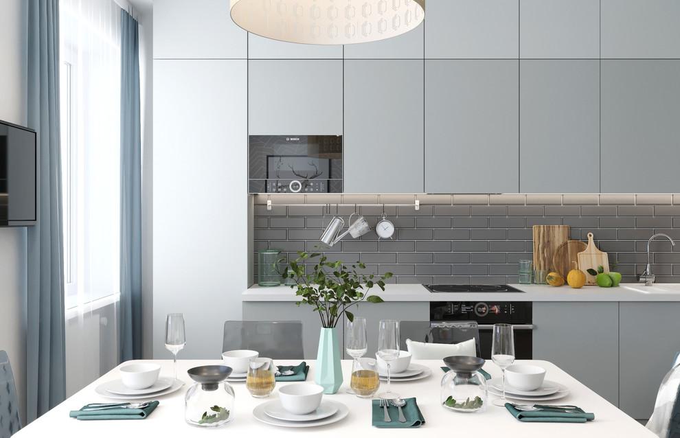 Дизайн и визуализация кухни 16 кв.м. в скандинавском стиле.  ЖК "Новомолоково"