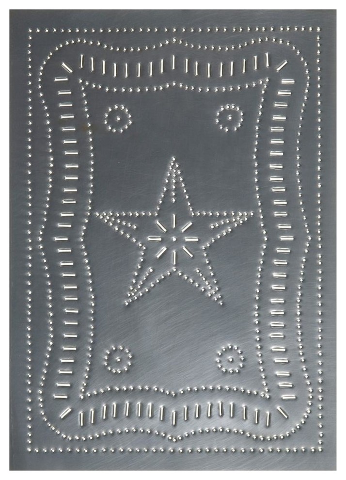 Four Handcrafted Punched Tin Cabinet Panel Federal Americana Star Design, Countr