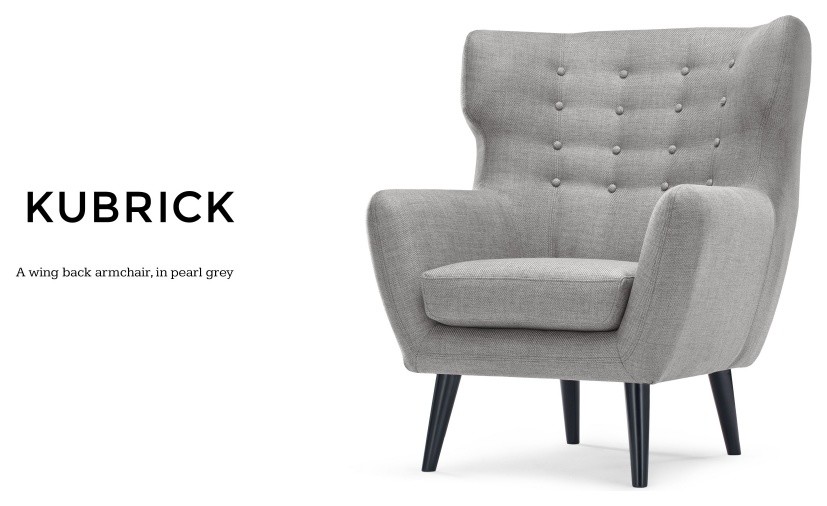 Kubrick Wing Back Chair in pearl grey