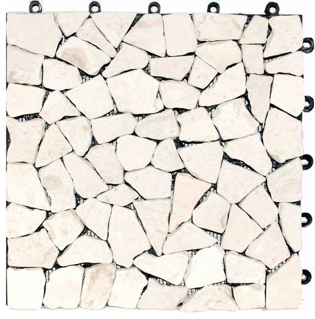 Interlocking Mosaic Deck Tiles - EzyTile 12" x 12" (6 Tiles per box), White