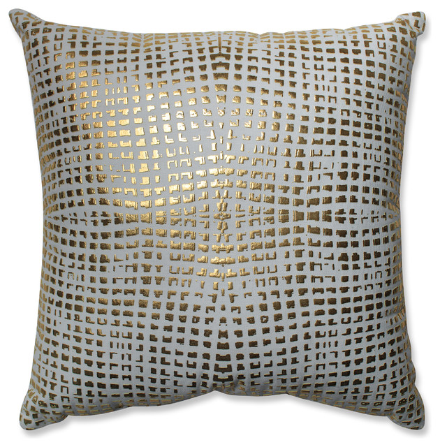 Glamour Square Gold-White 17.5" Throw Pillow