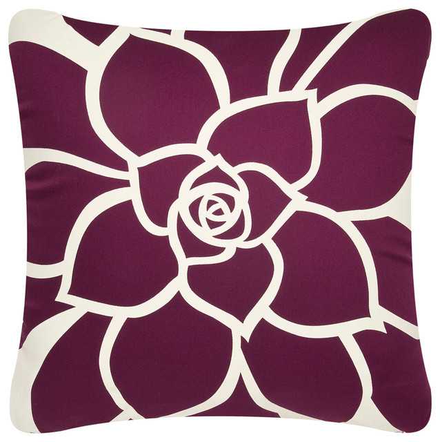 Bloom Eco Pillow, White/Plum, 18x18, With Insert
