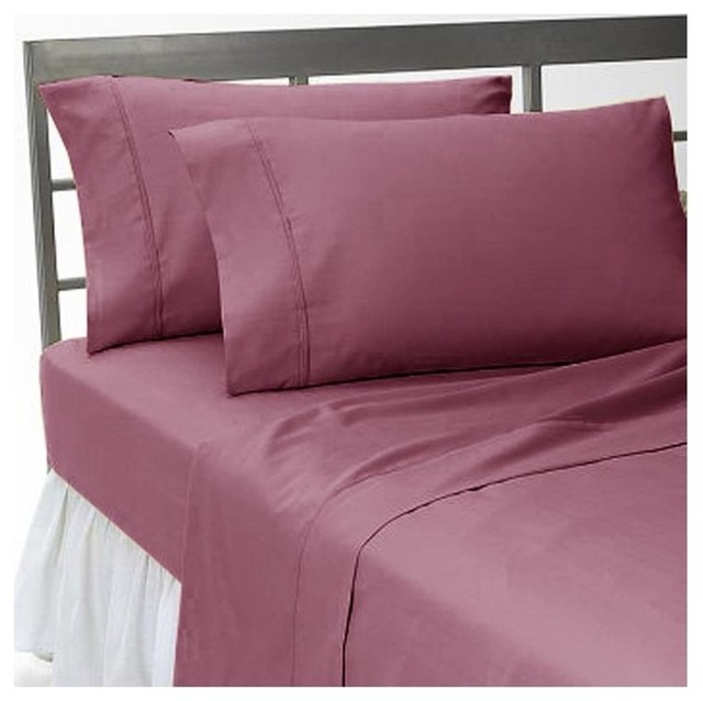 400TC 100% Egyptian Cotton Solid Lavender Short Queen Size Sheet Set