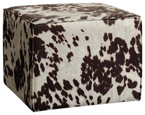 Pemberly Row Faux Cowhide Ottoman Contemporary Footstools And