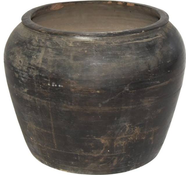Jar Vase Medium Ebony Black Porcelain Handmade Hand-Craft